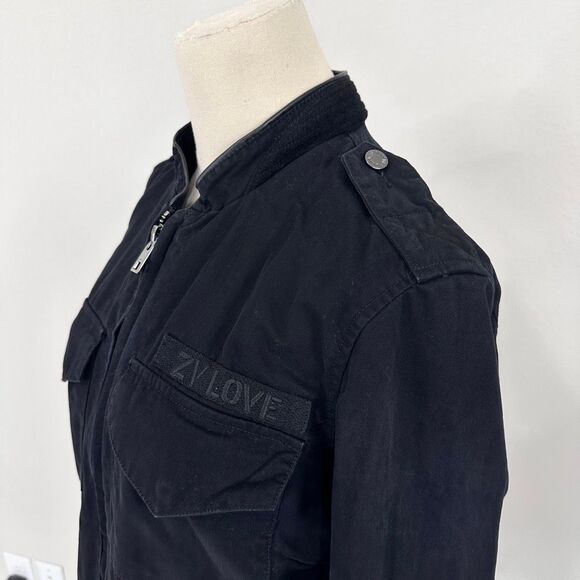 Zadig & Voltaire Kavy Military Jacket Broken Heart Sz M Edgy Rock Chic Punk - Picture 16 of 16